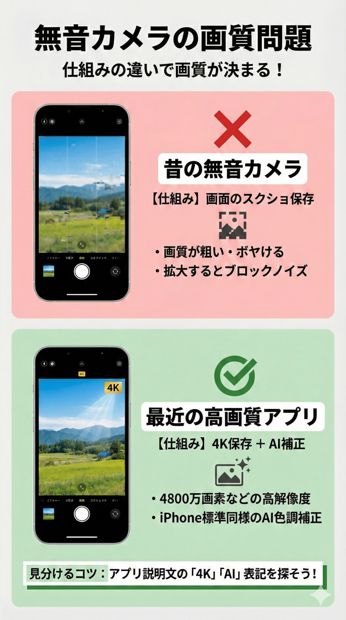 標準カメラ並みの画質を見極める