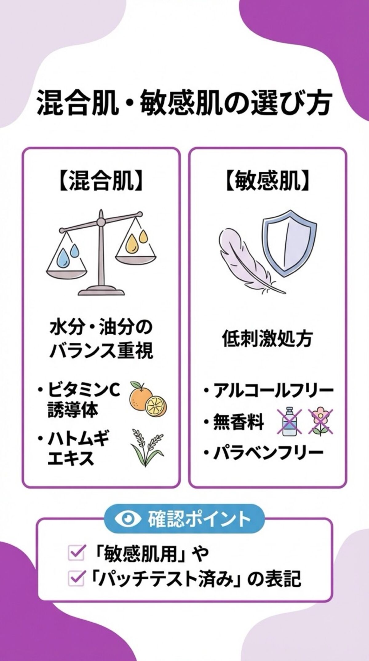 混合肌・敏感肌の選び方