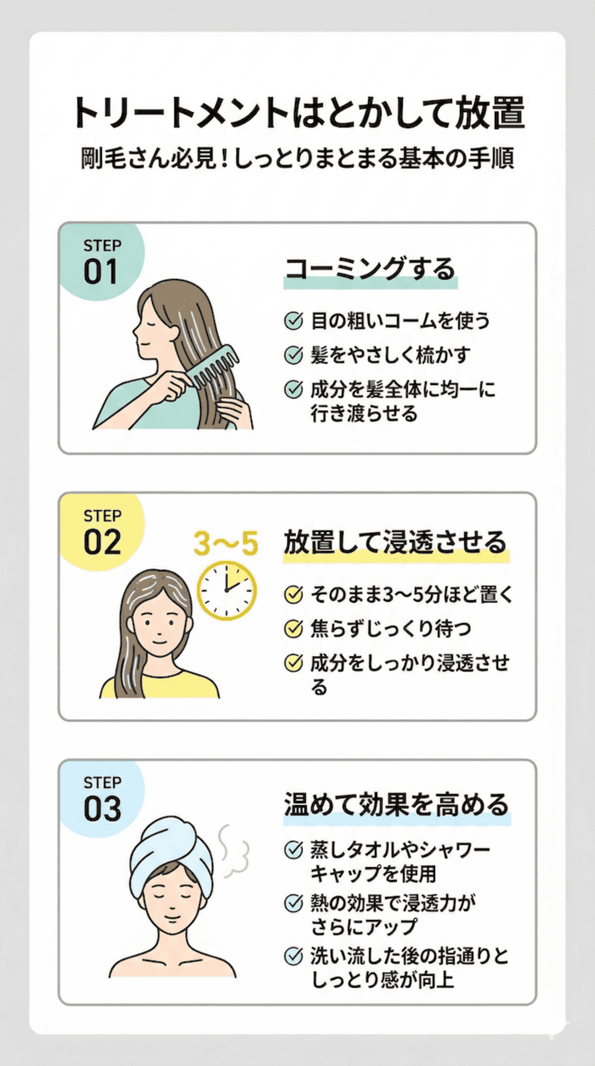 トリートメントはとかして放置