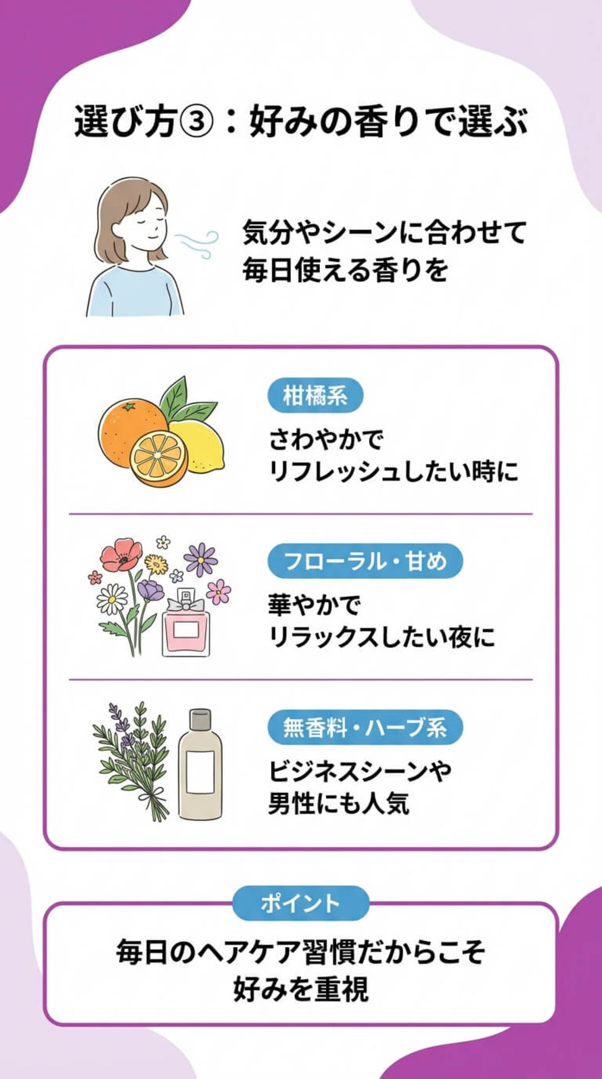 選び方③ 気分やシーンで香りを選ぶ
