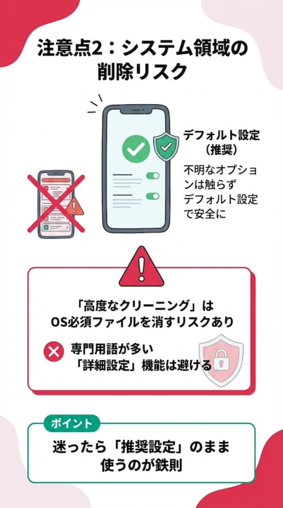 システム領域の削除リスク