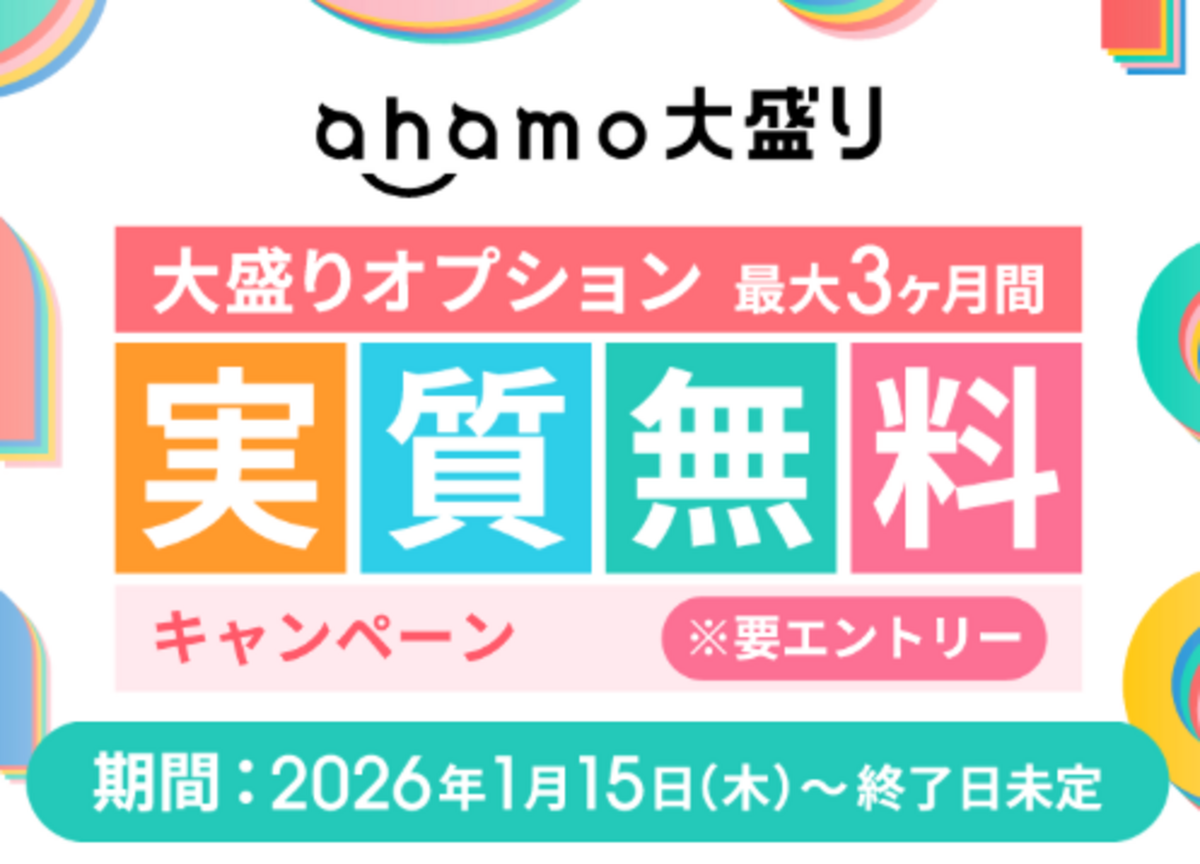 大盛りオプション最大3ヶ月間実質無料キャンペーン