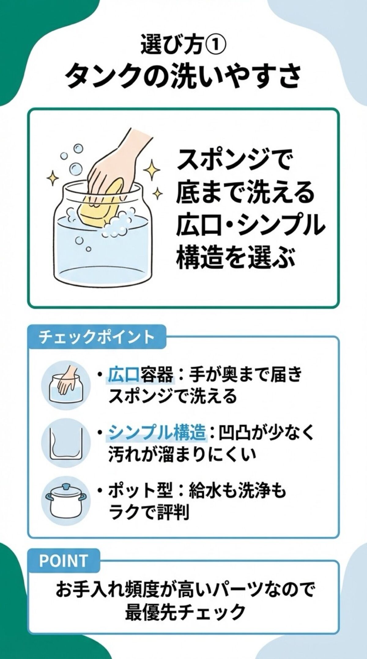 タンクの洗いやすさ