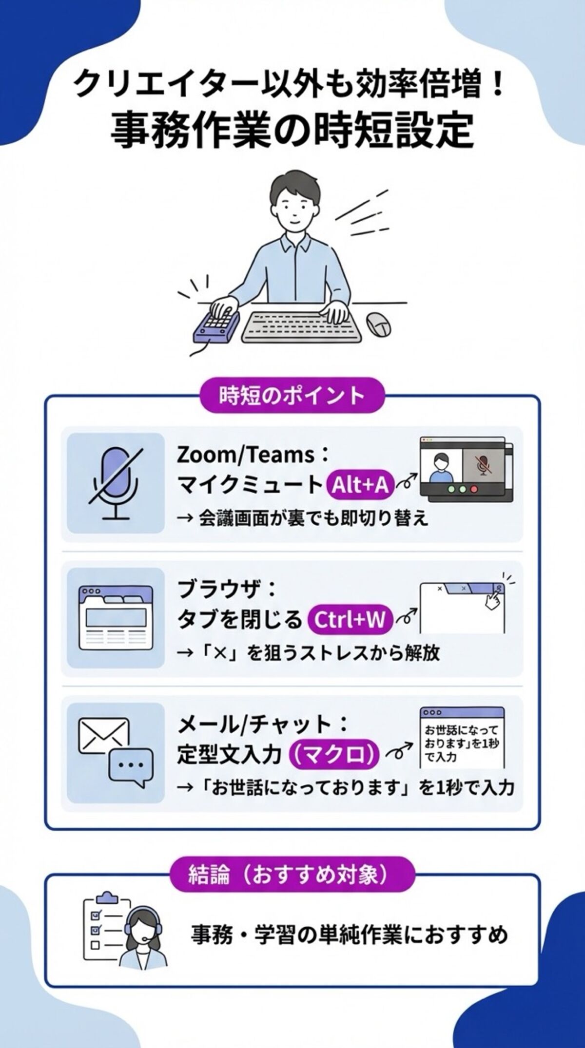 クリエイター以外も効率倍増！事務作業の時短設定