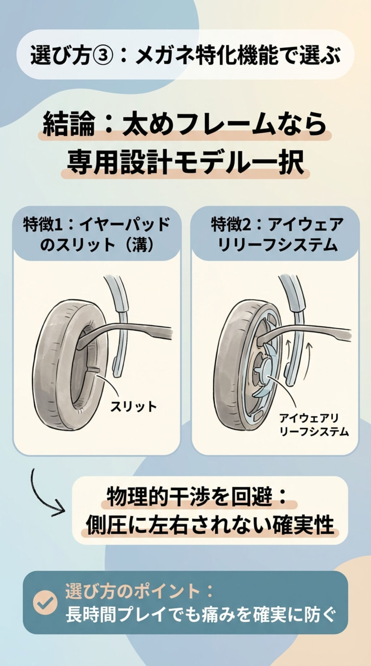 選び方③：メガネ特化機能で選ぶ