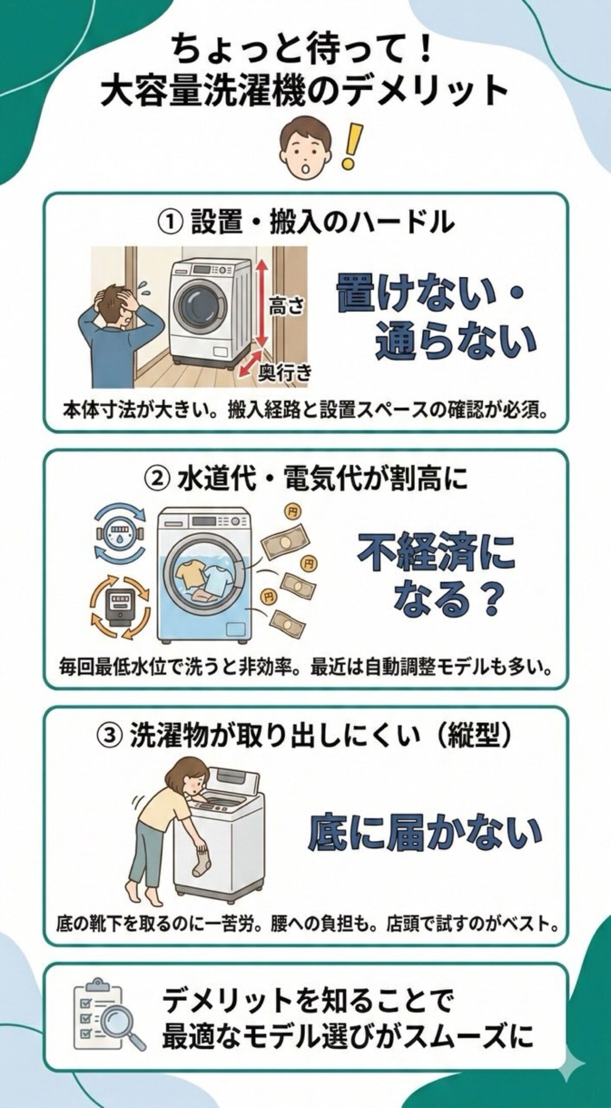 大容量洗濯機のデメリット