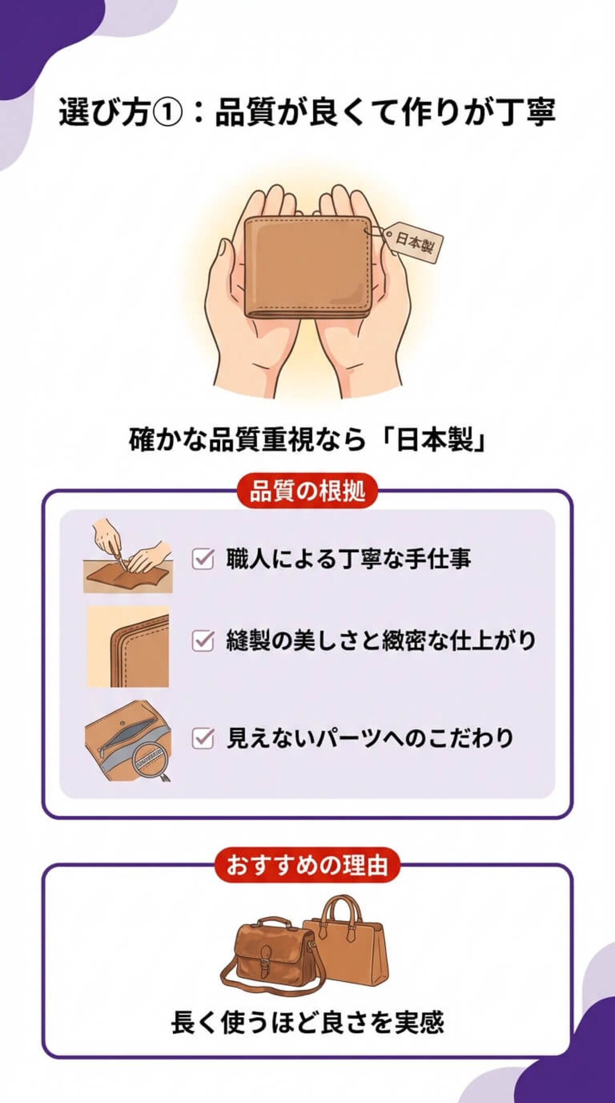 選び方① 品質の良さと丁寧な作り