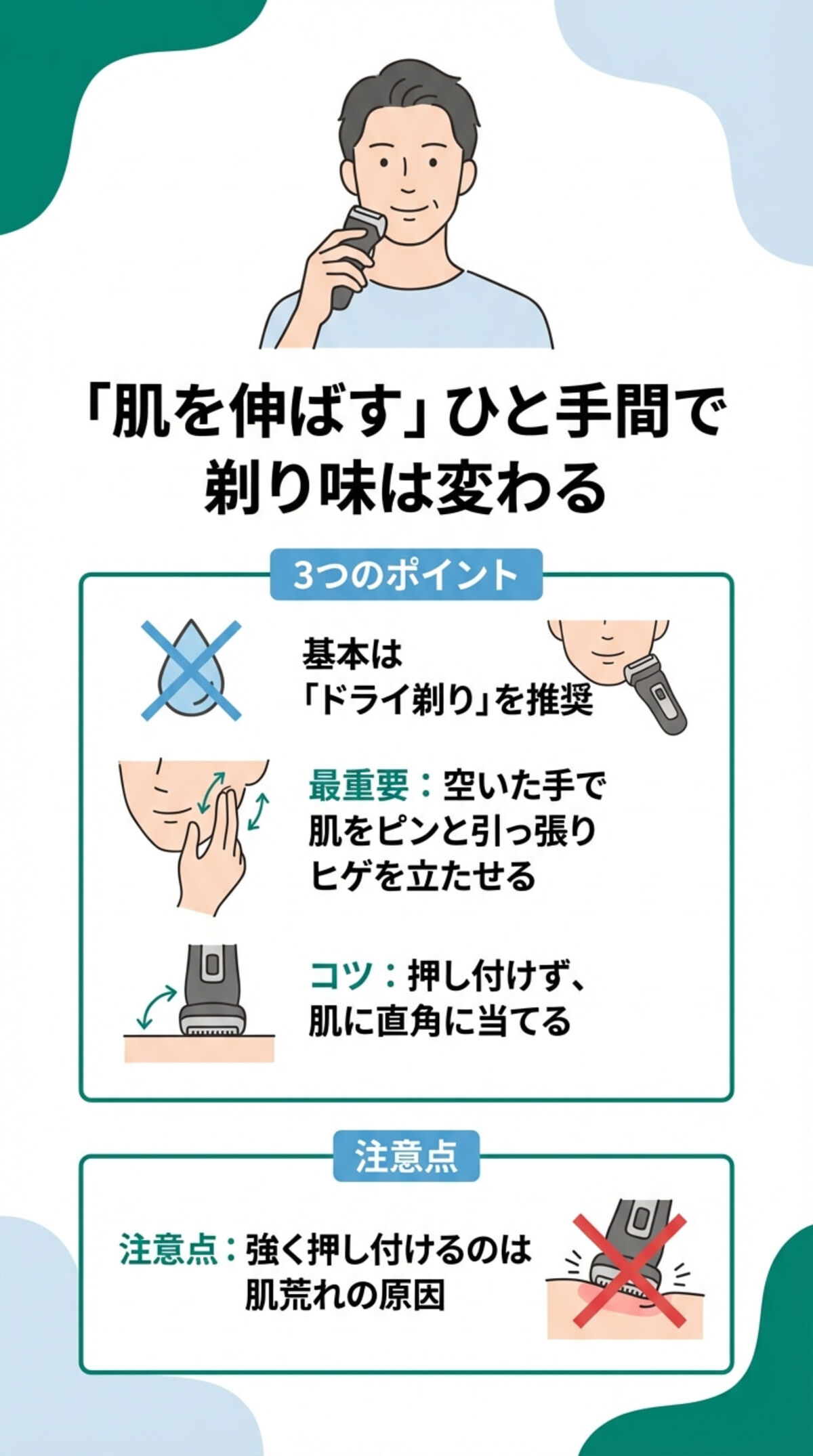 肌を伸ばすひと手間で剃り味は変わる