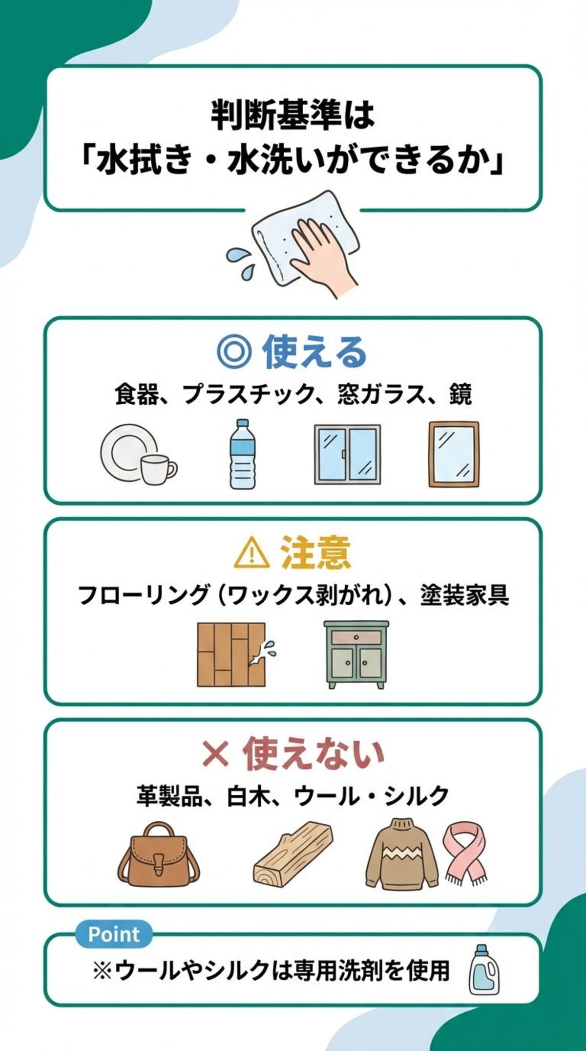 中性洗剤が使える素材