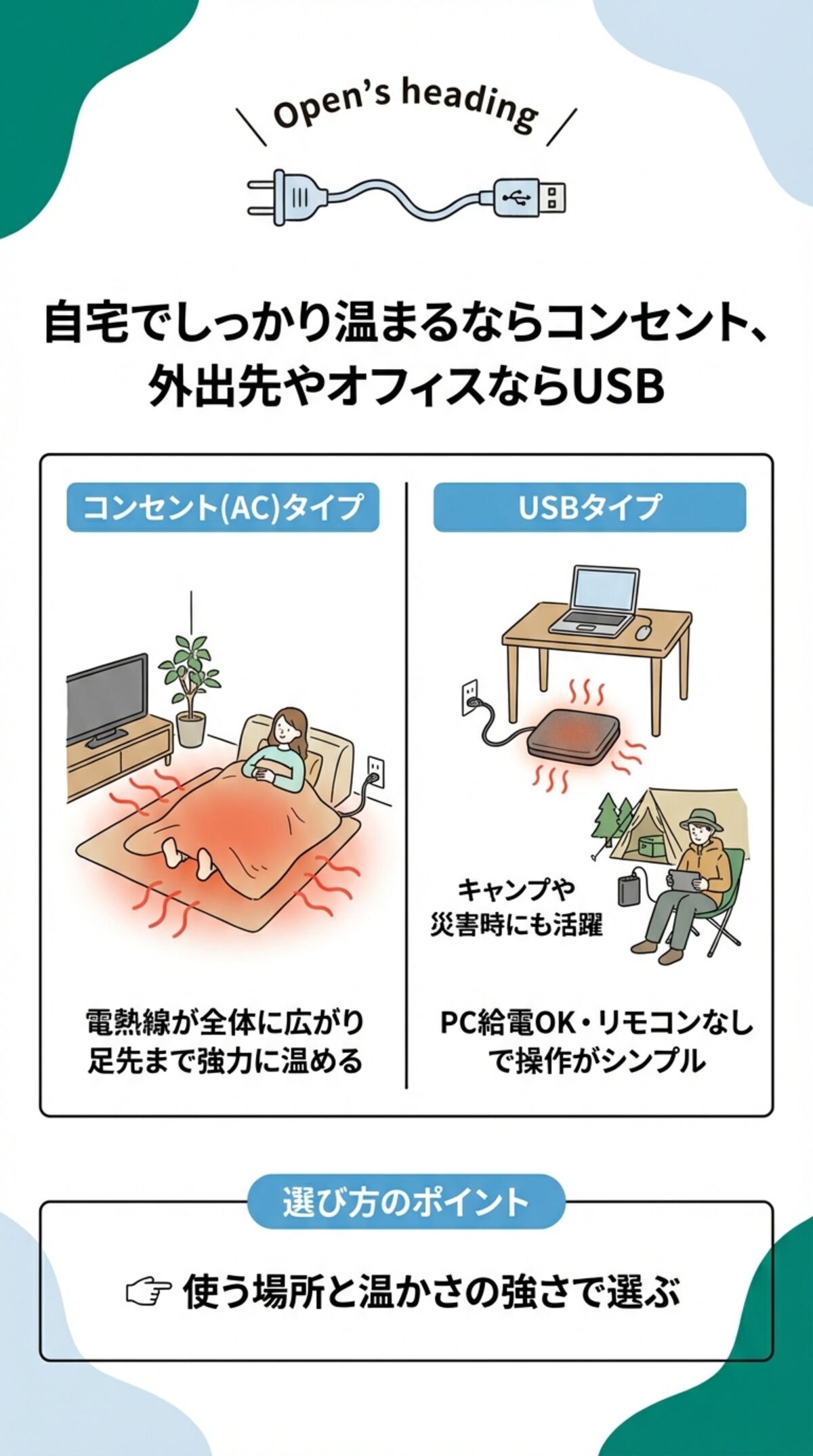 電源タイプで選ぶ：2つの選択肢