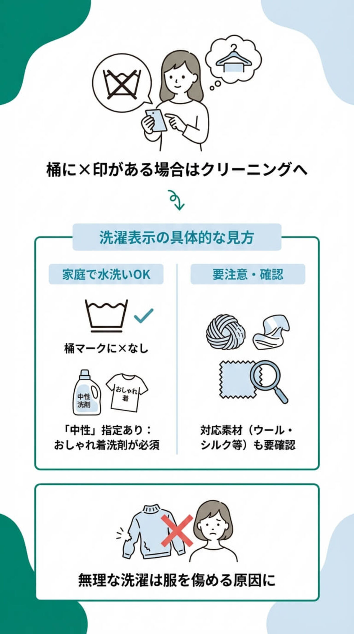 購入前に洗濯表示マークをチェック