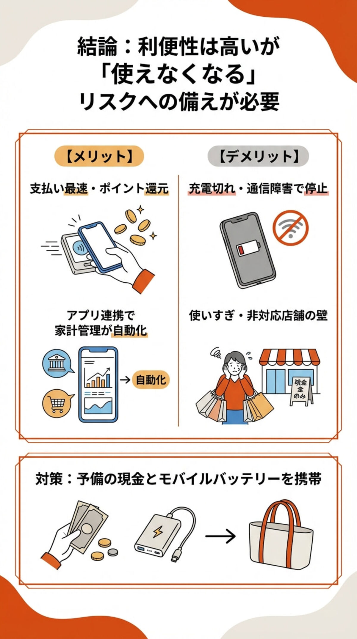 利便性は高いが使えなくなるリスクへの備えが必要