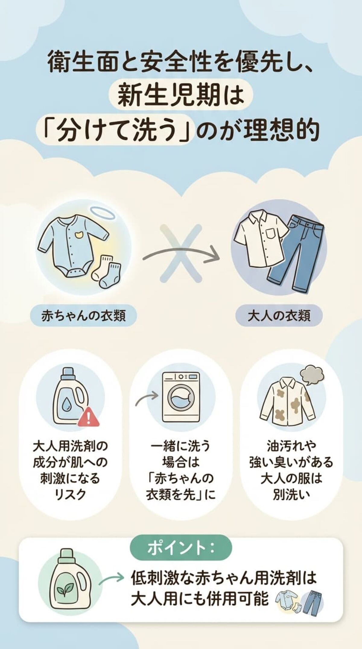 大人用洗濯物と分けて洗う