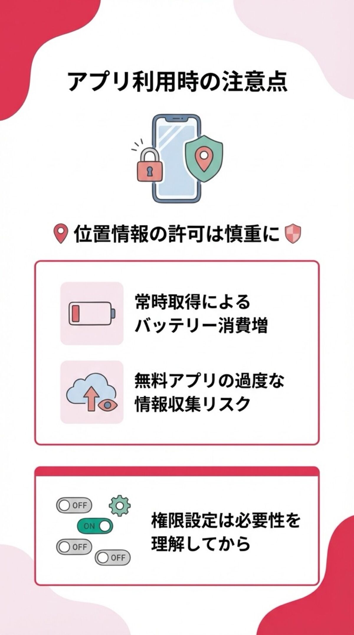 アプリ利用時の注意点