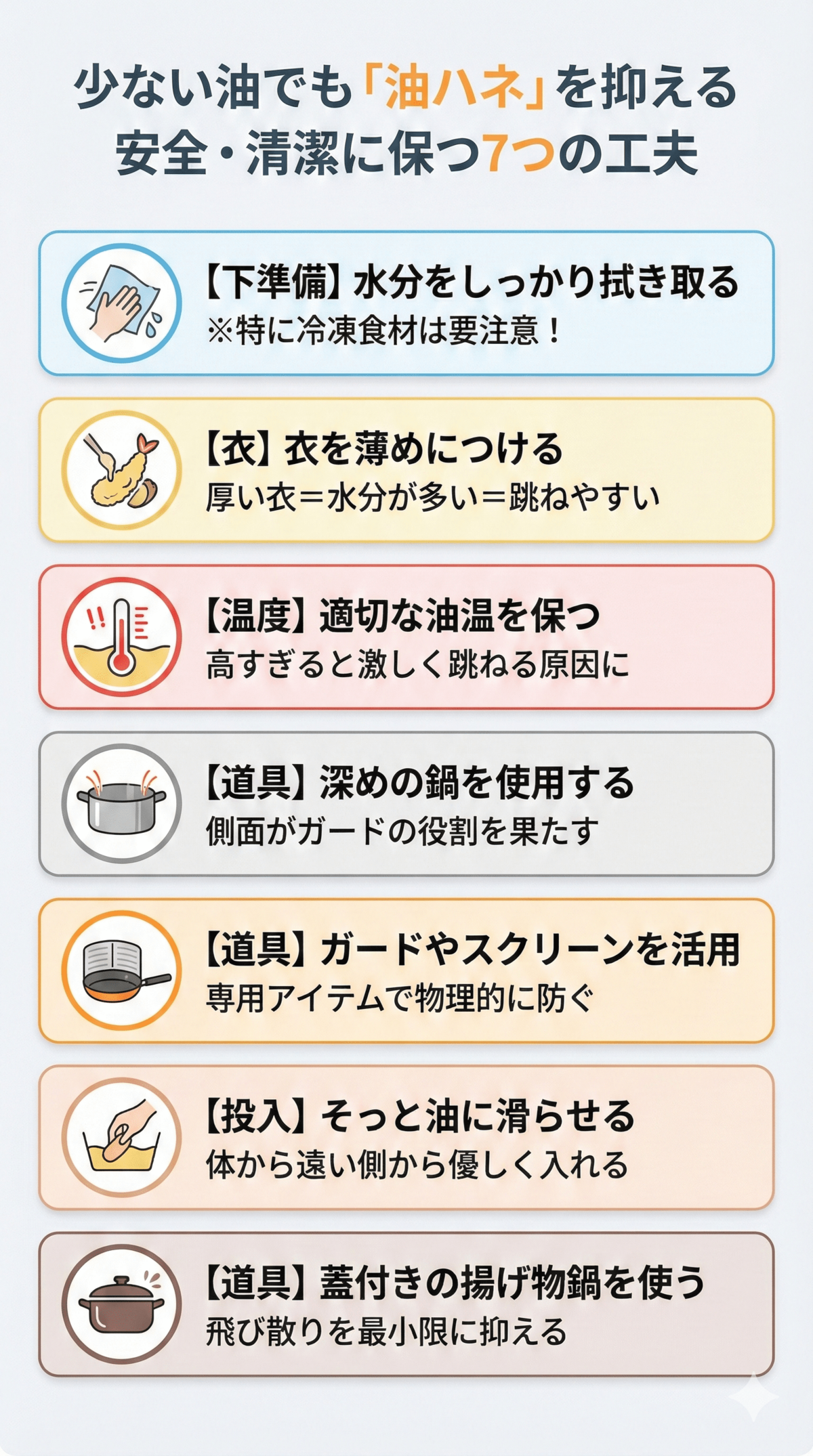 油ハネを防ぐコツ