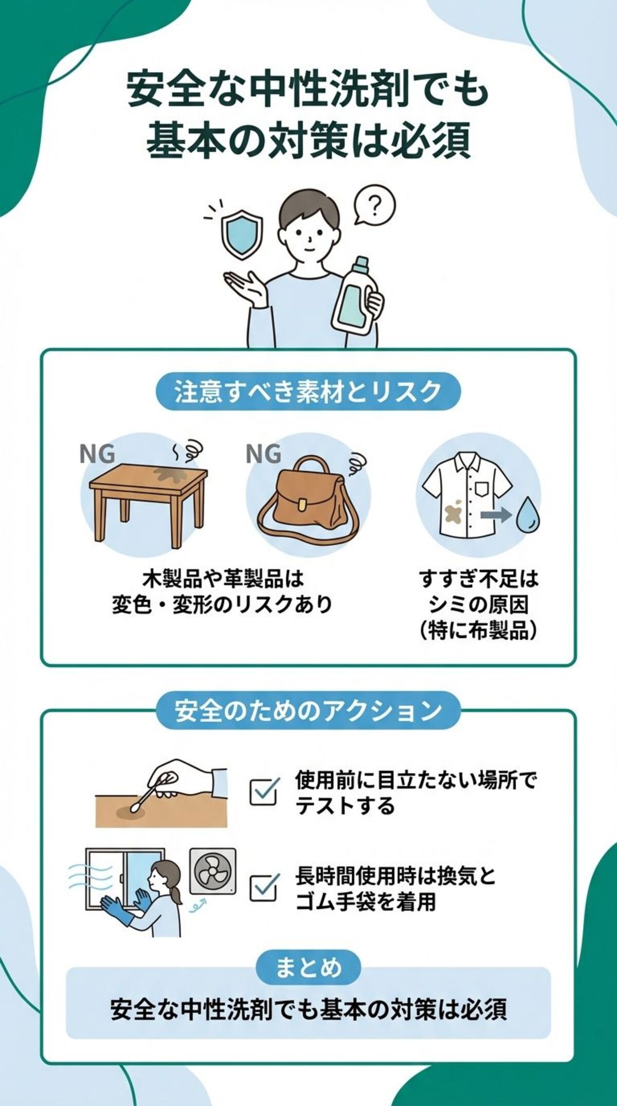 中性洗剤を使うときの注意点