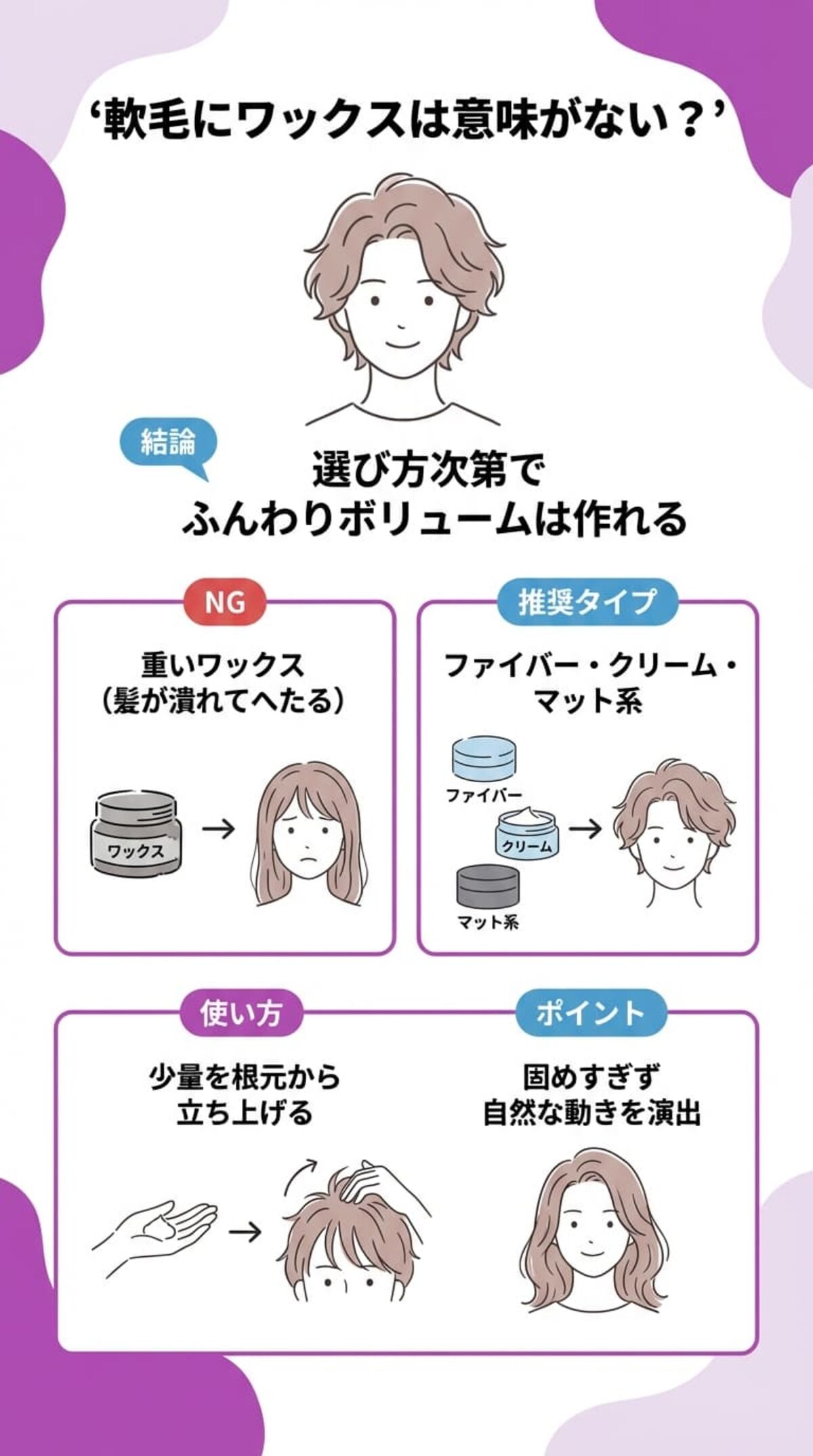 軟毛にワックスは意味ない？