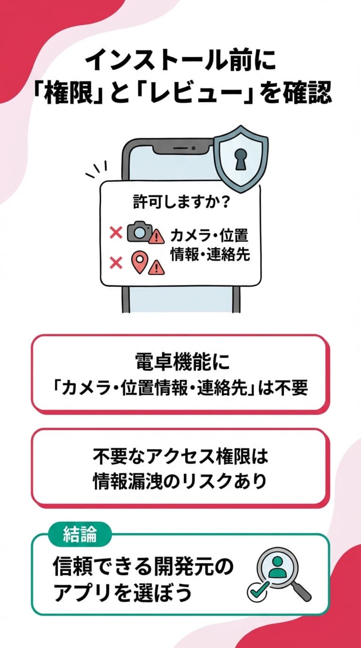注意点1：不要なアプリ権限に注意