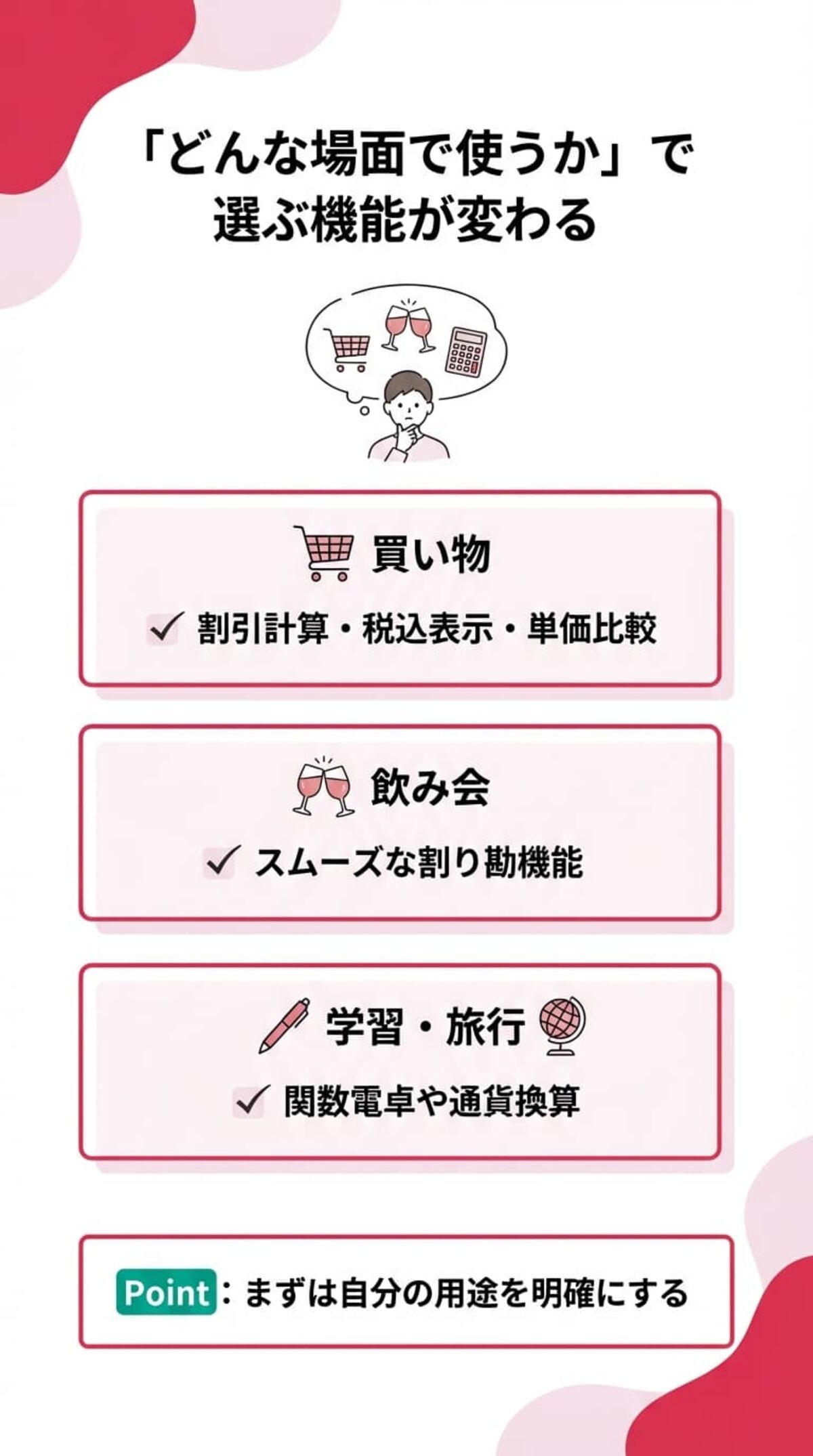 選び方1：利用シーンに合ったアプリを選ぶ