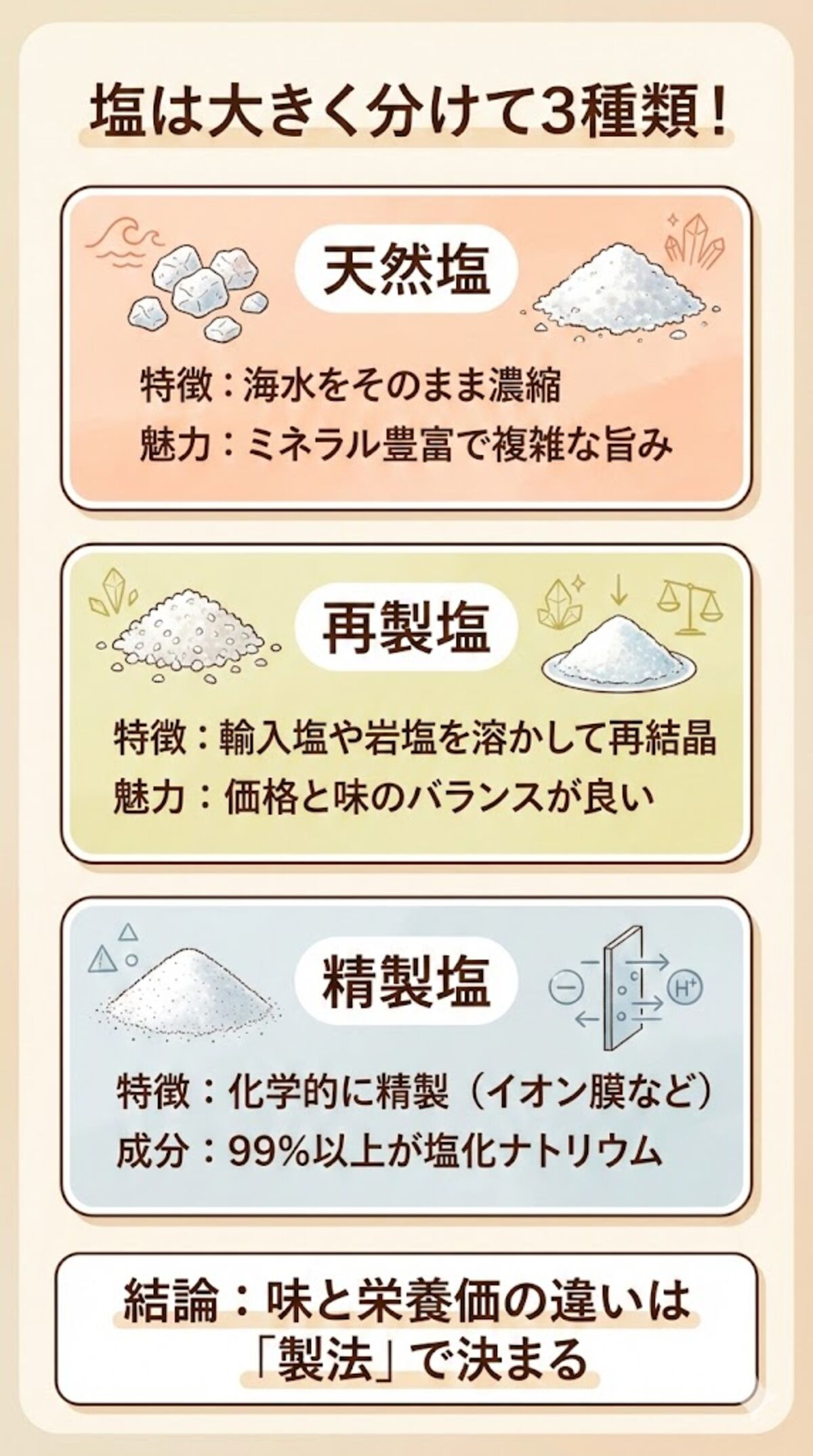 塩は大きく分けて３種類