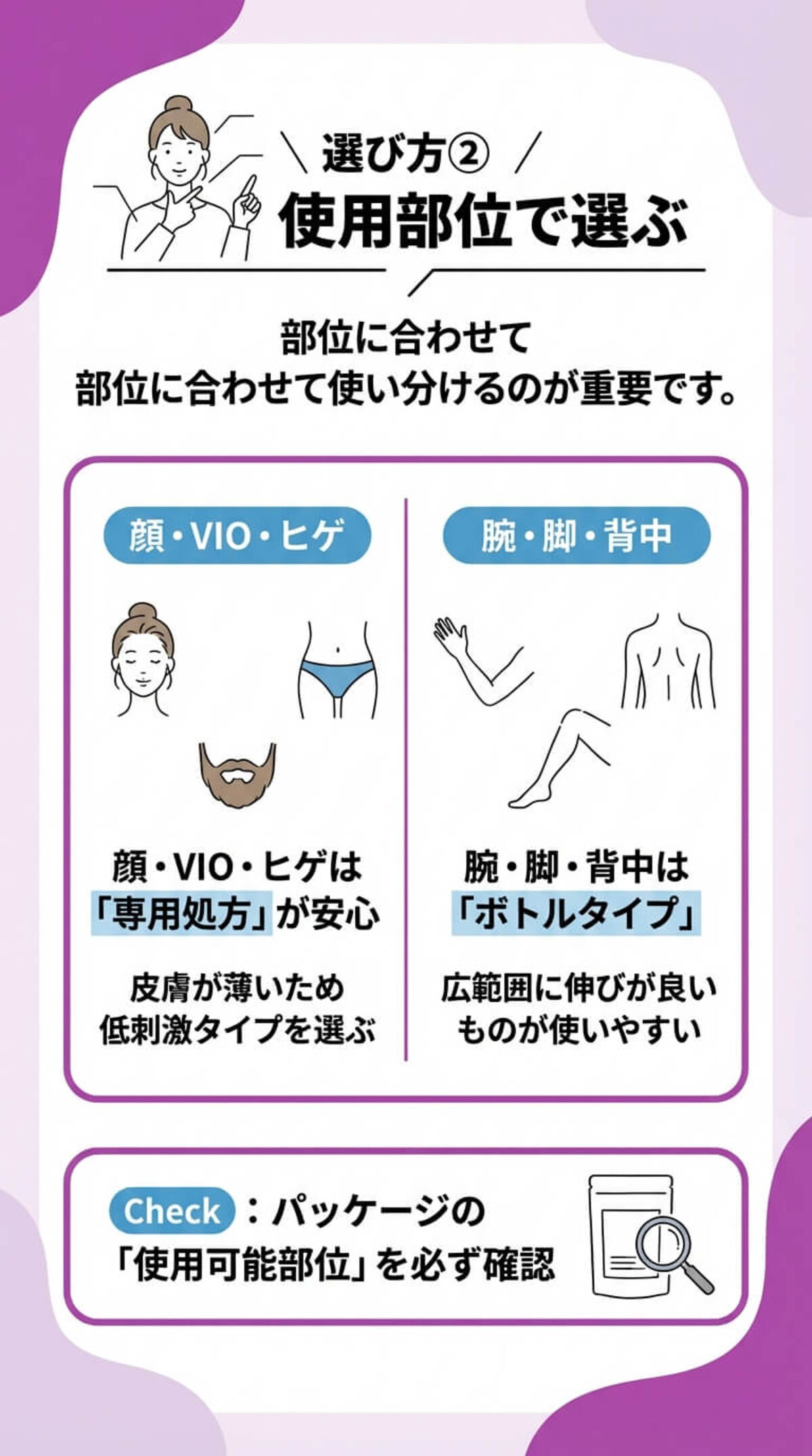 選び方② 使用部位で選ぶ
