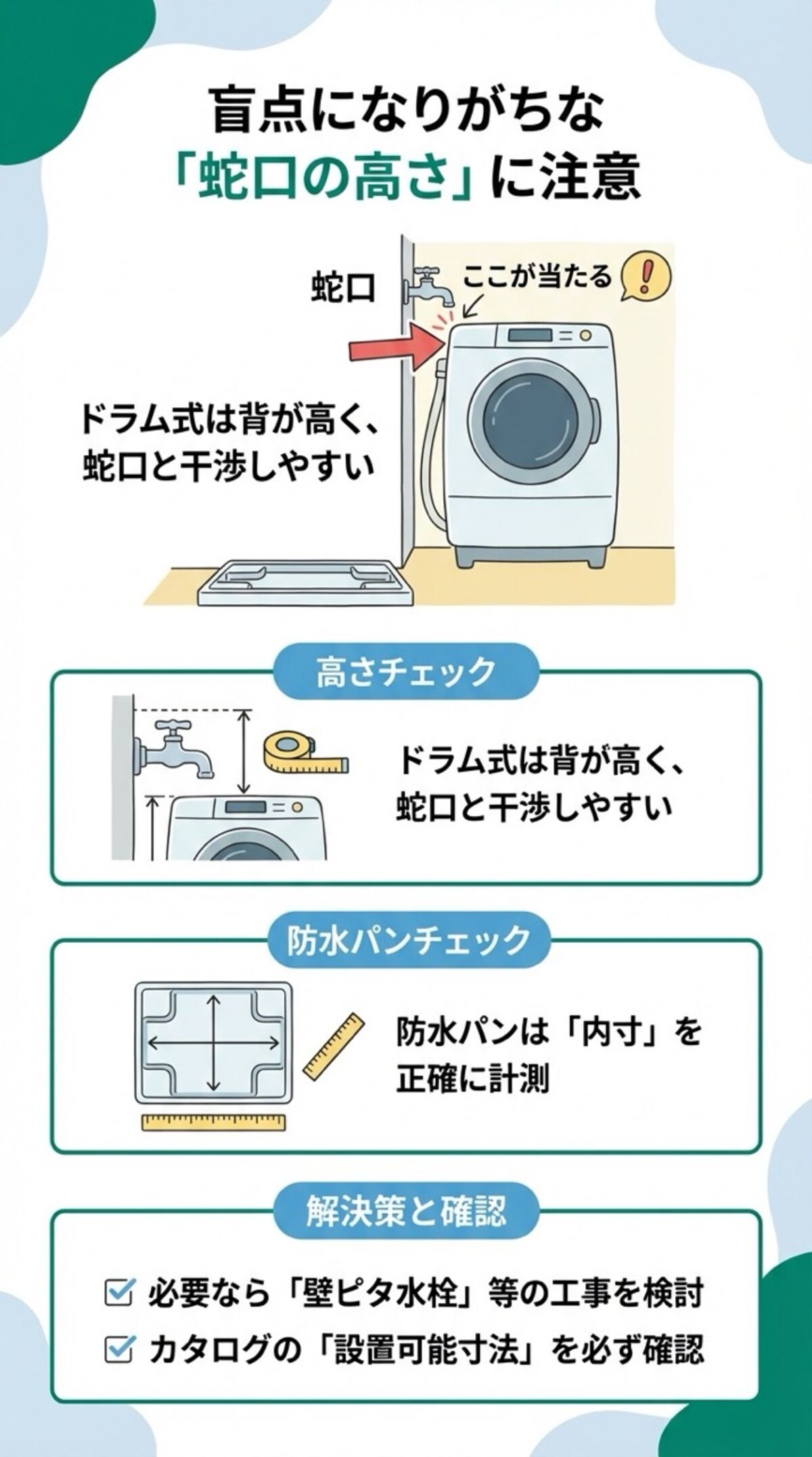 盲点になりがちな「蛇口の高さ」に注意