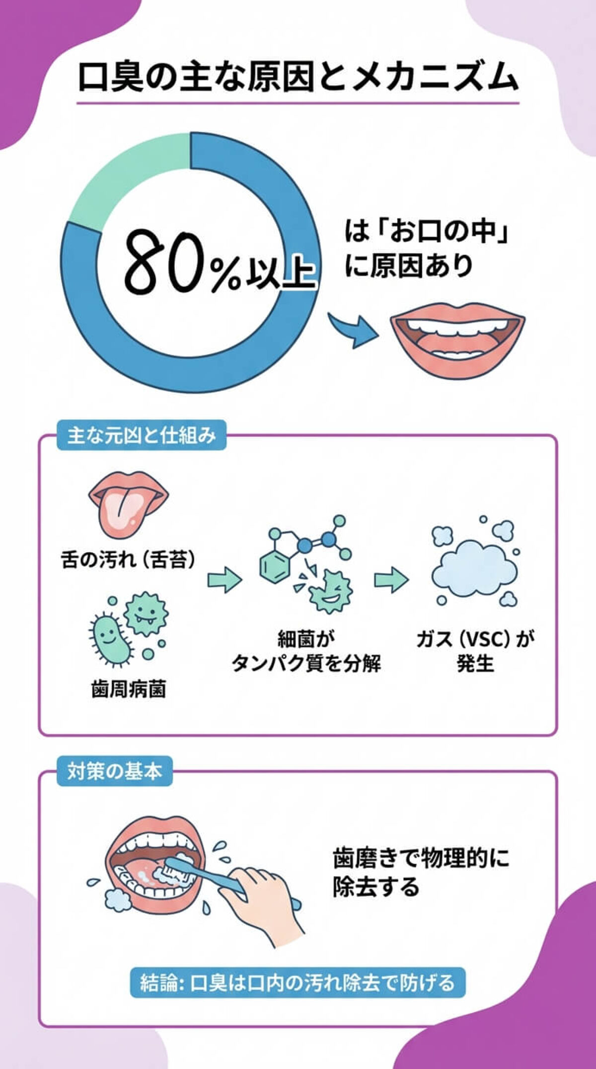 口臭の主な原因とメカニズム
