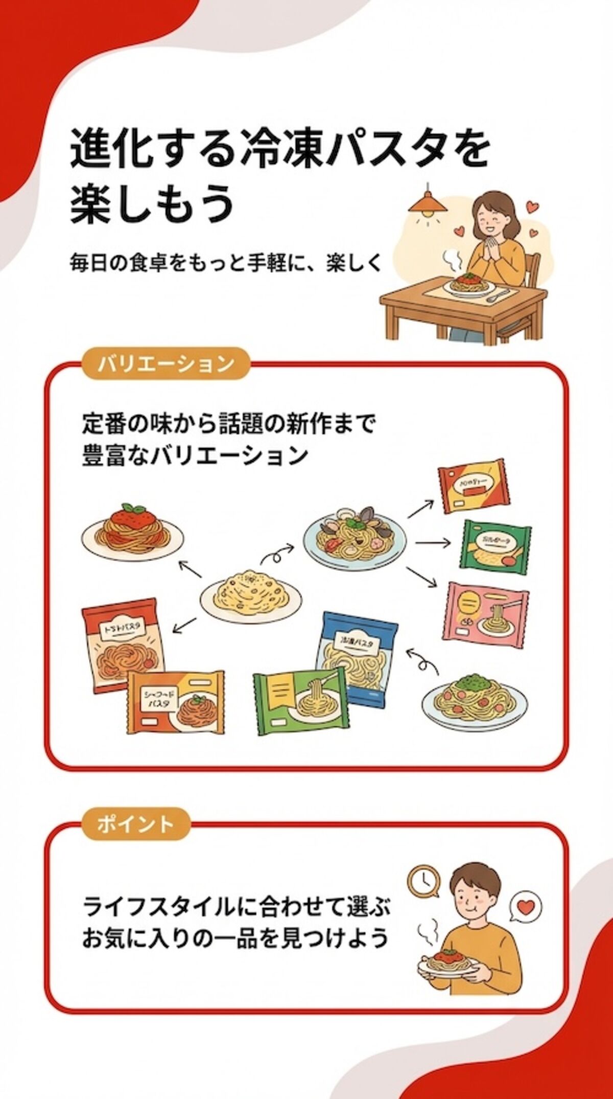 冷凍パスタを楽しもう