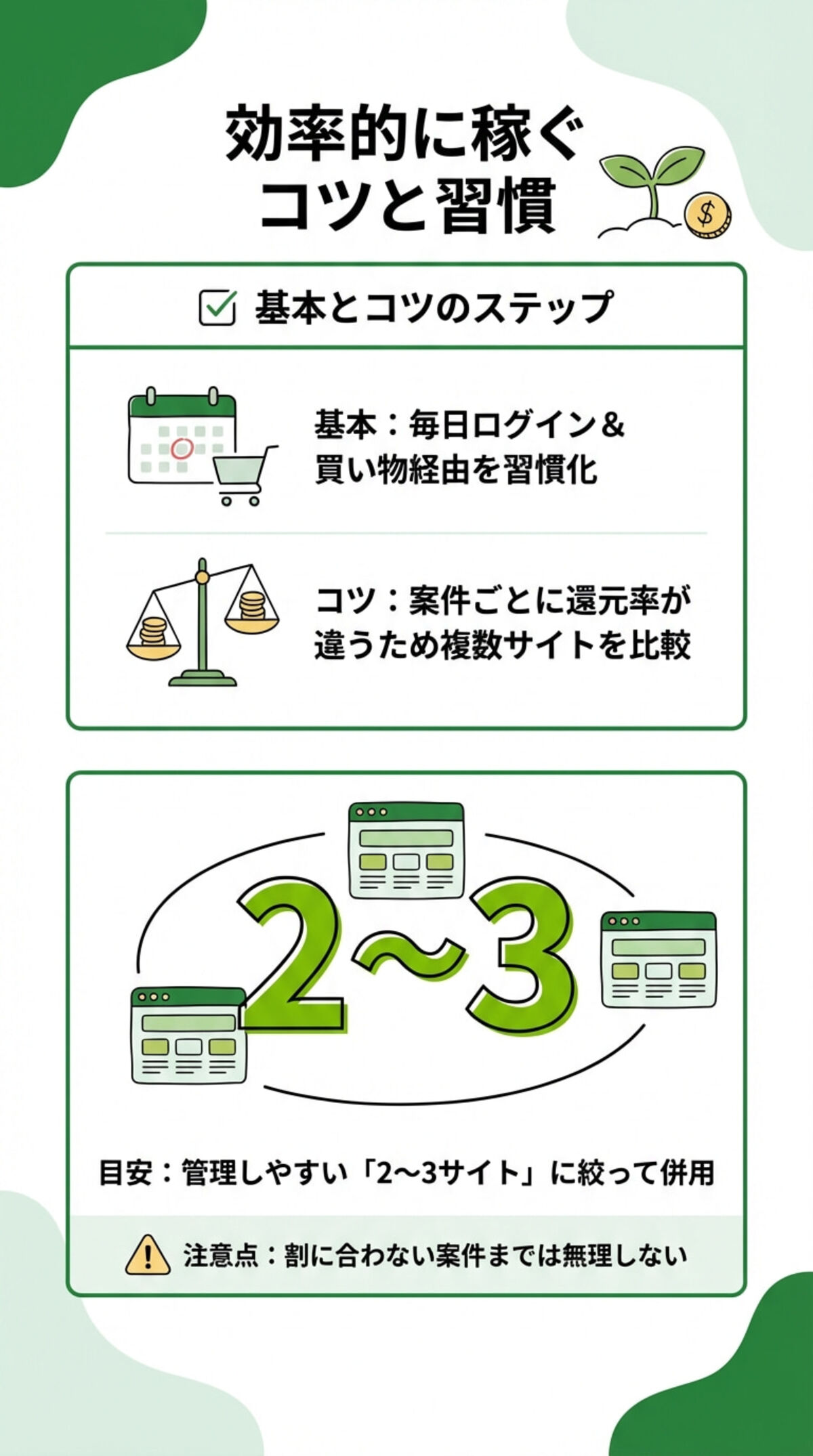 効率的に稼ぐコツ