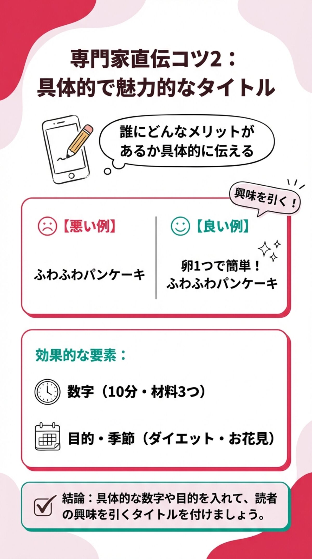 投稿のコツ2：魅力的なタイトル