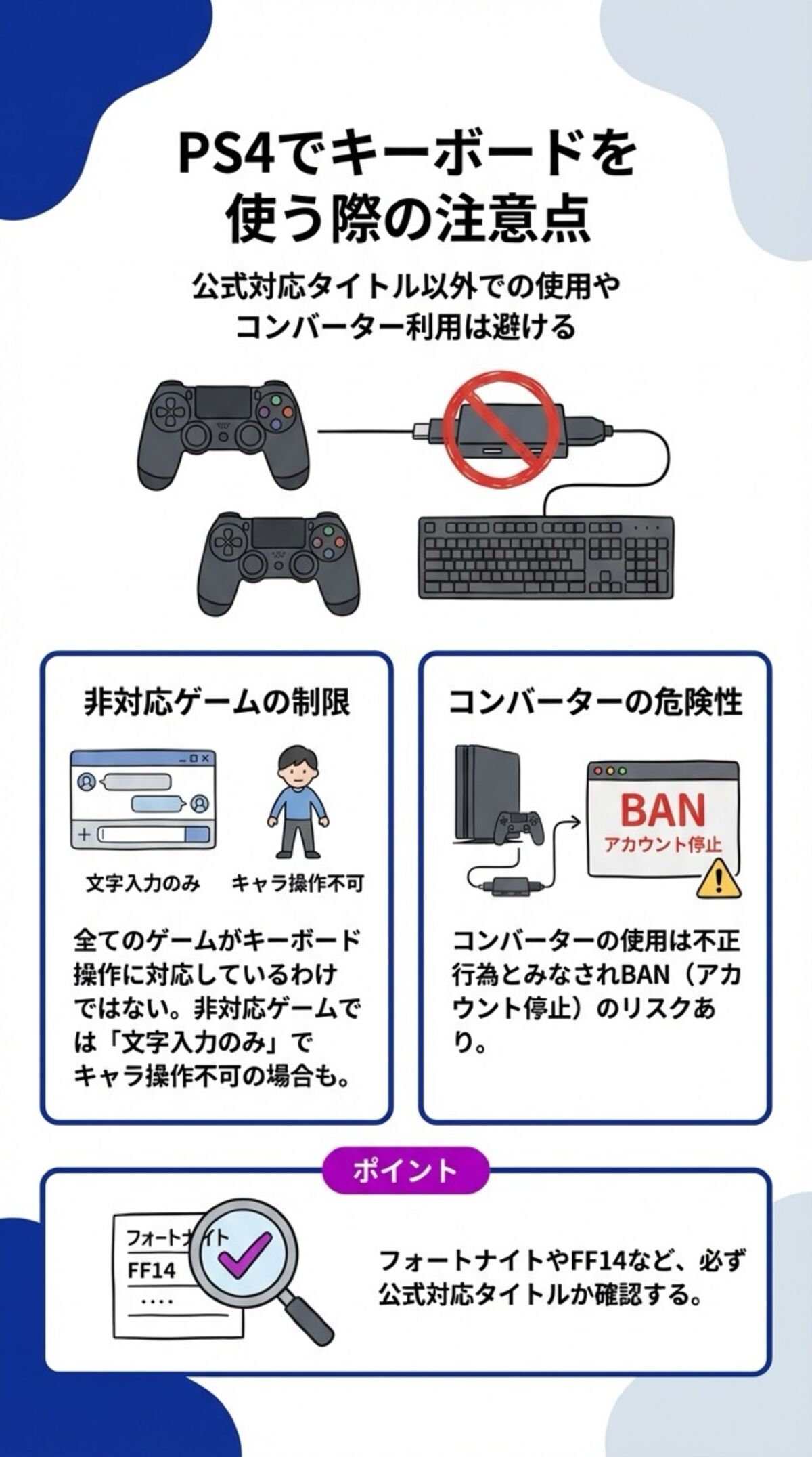 PS4でキーボードを使う際の注意点