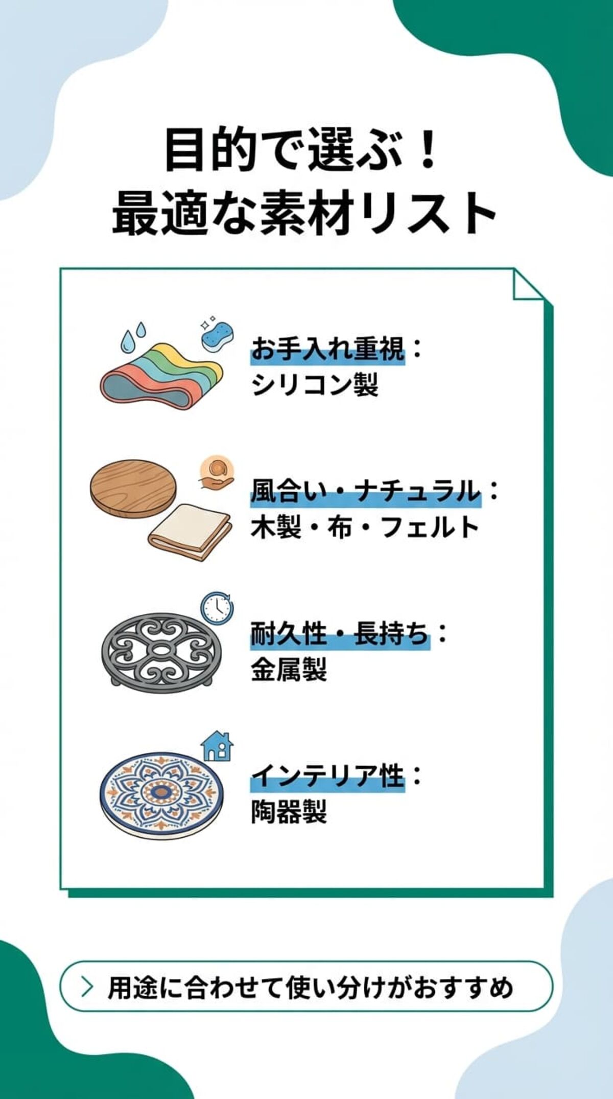 鍋敷き選びのまとめ