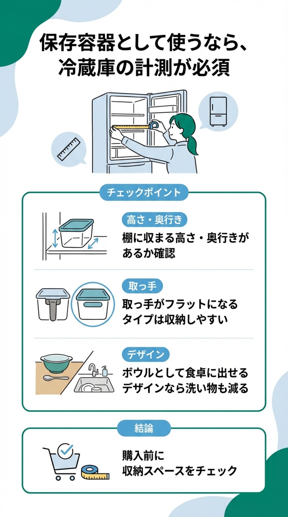 冷蔵庫のサイズに合わせて選ぶ