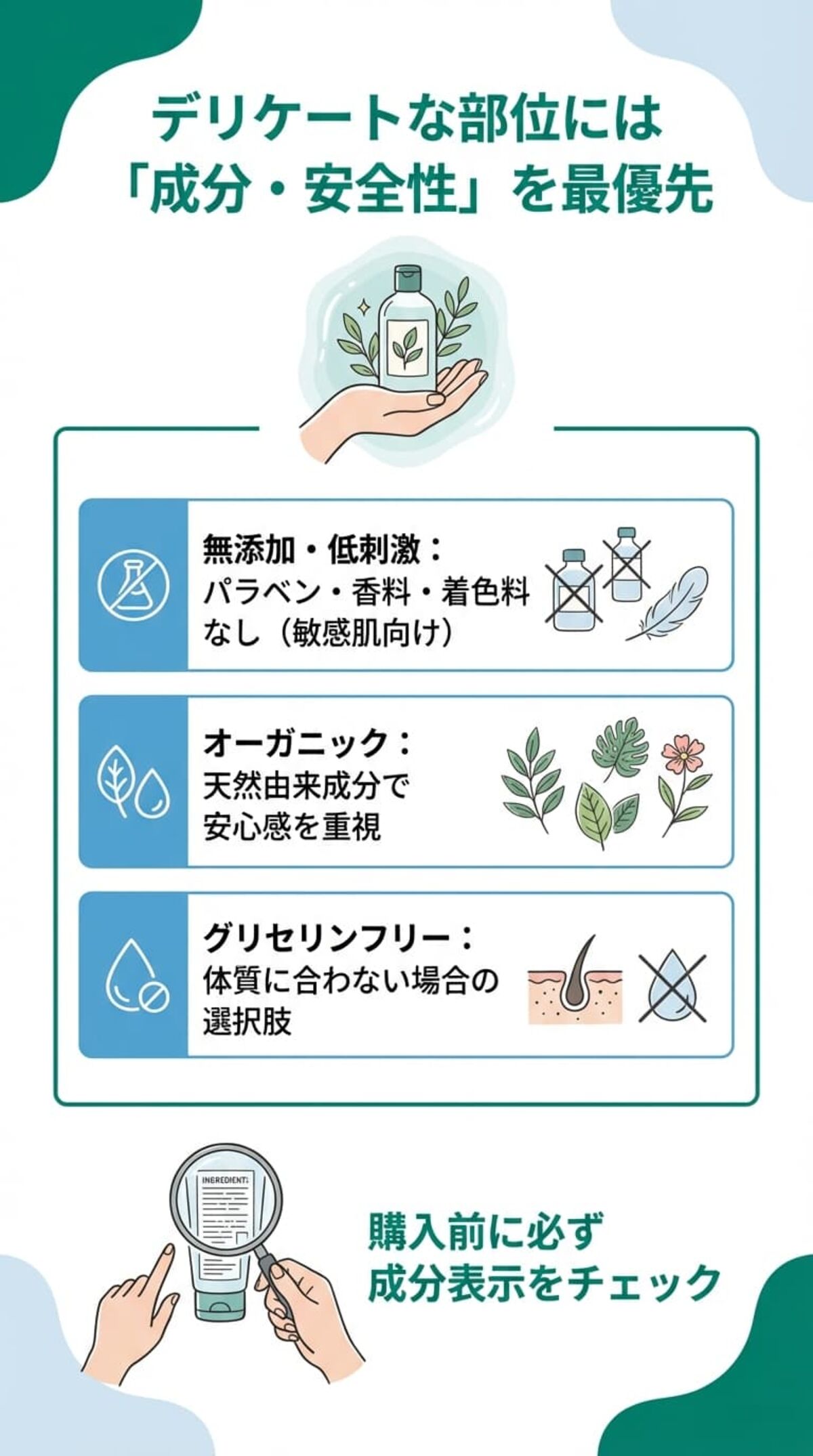 選び方③：成分と安全性
