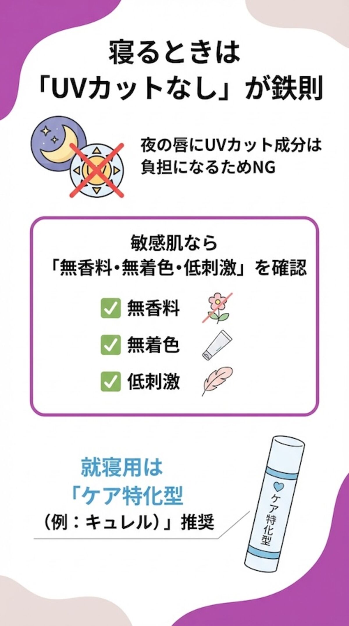 寝るときのリップ