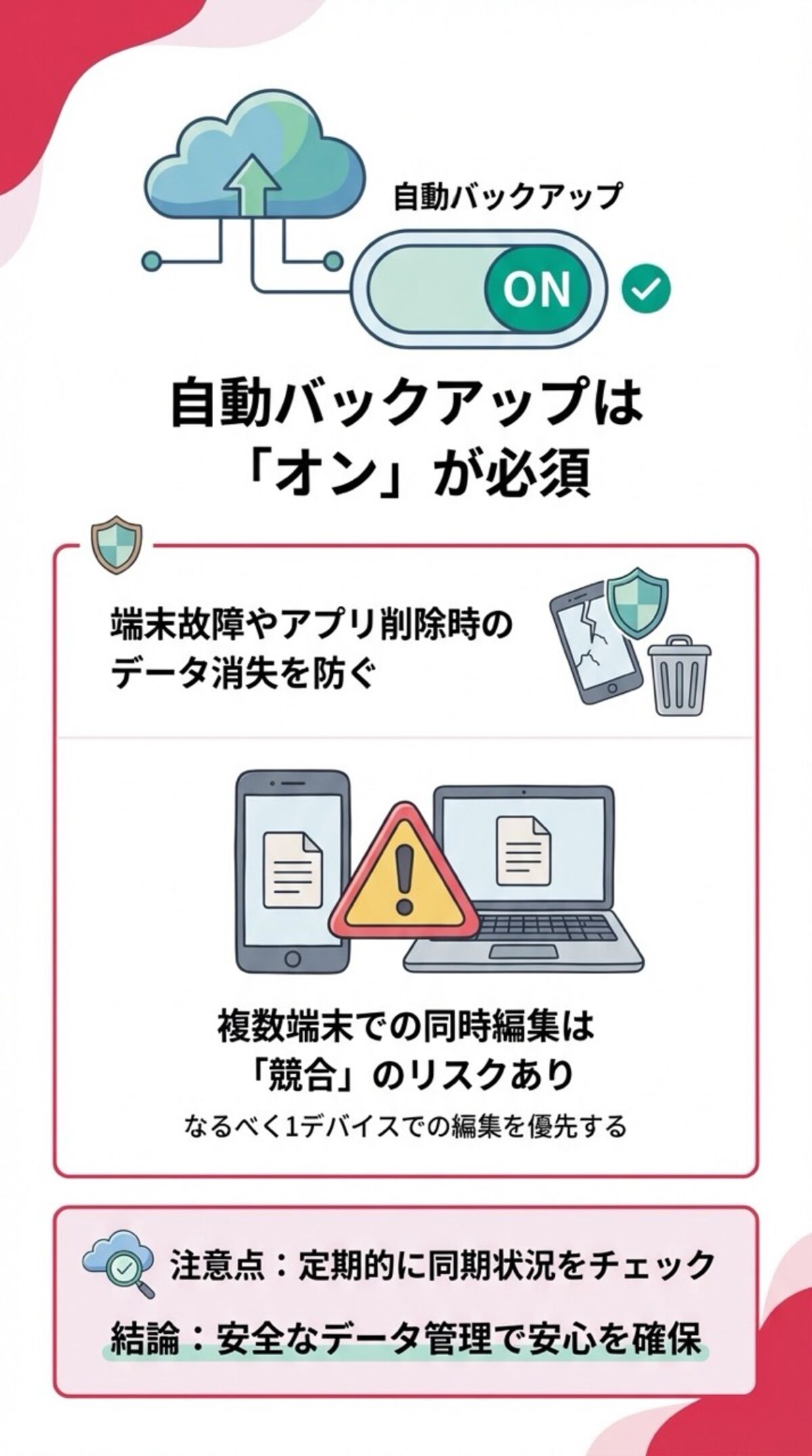 自動バッグアップはオンが必須