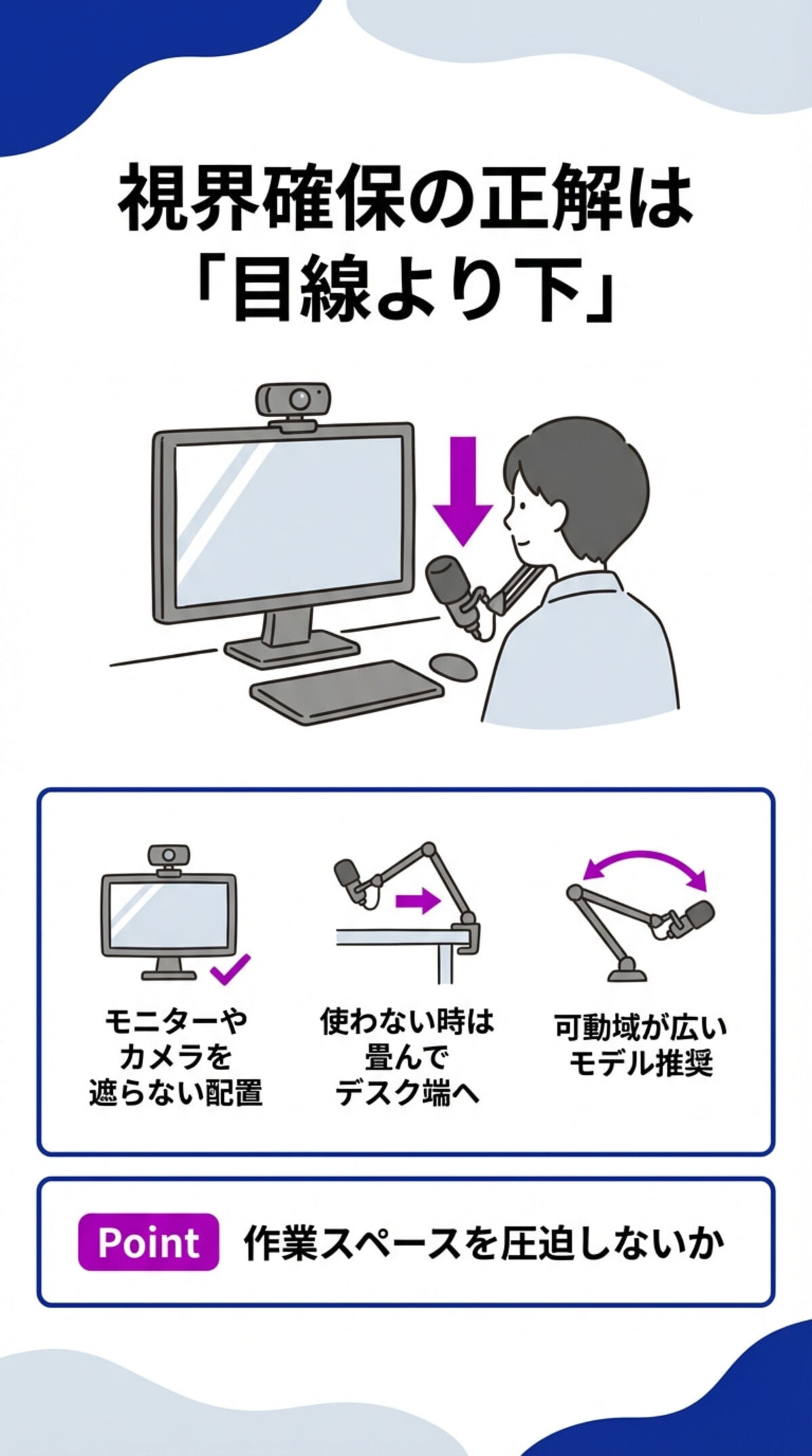 視界の邪魔にならない設置方法
