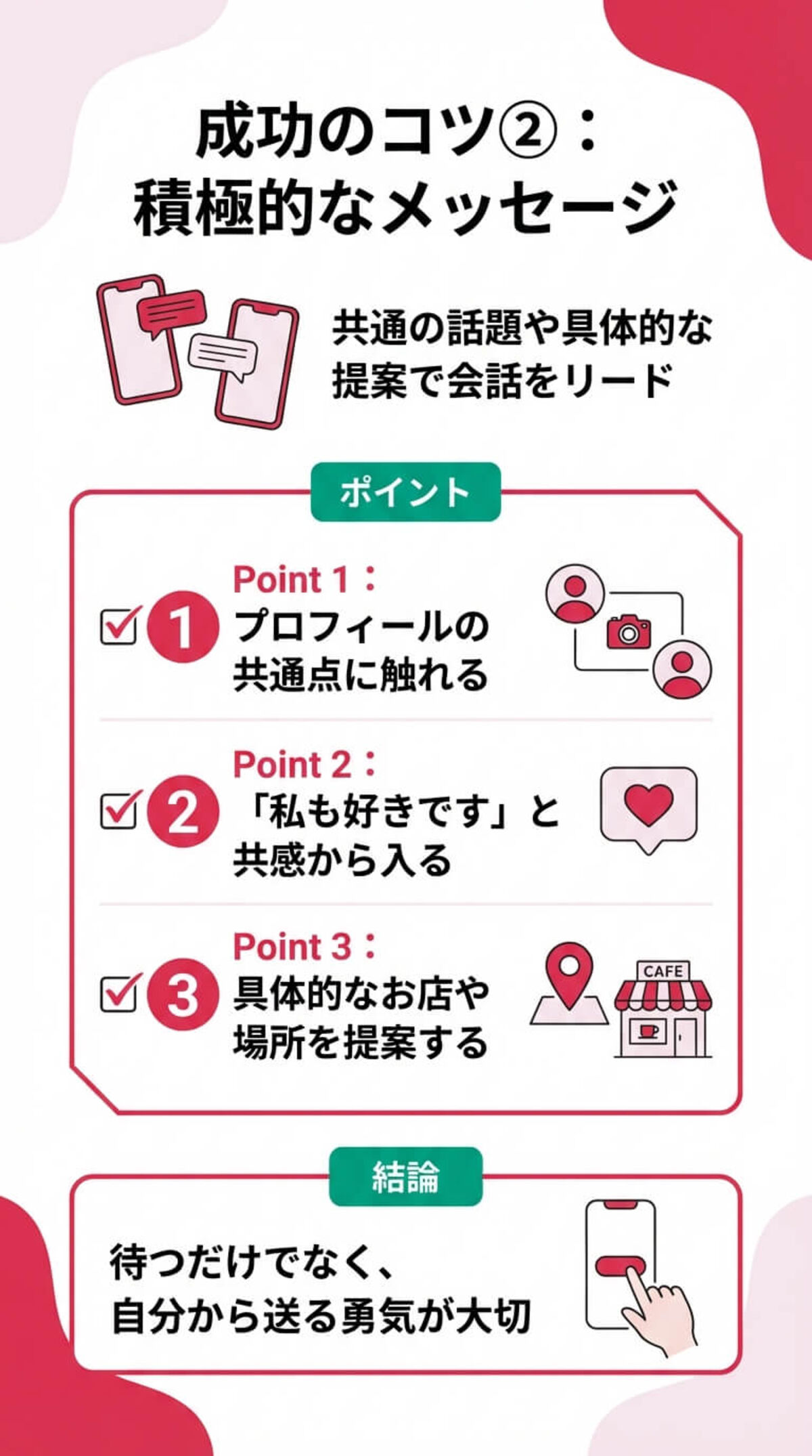 成功のコツ②：積極的なメッセージ