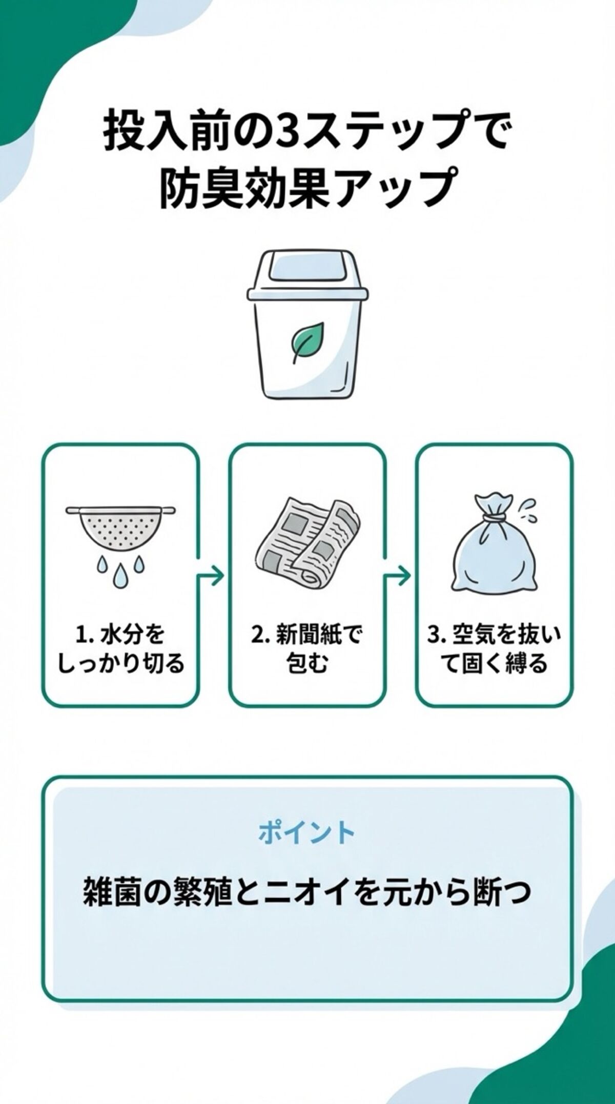 投入前の3ステップで防臭効果アップ